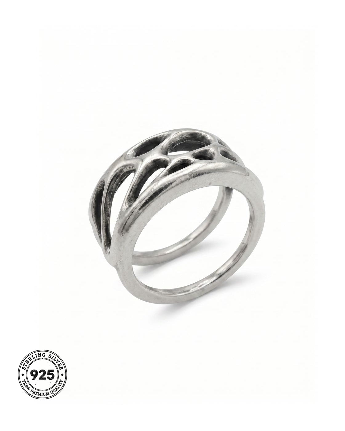 YRH® 01 Ring Jacket in oxidised recycled 925 silver, smart ring jacket, compatible with Oura and RingConn, by yoreh®