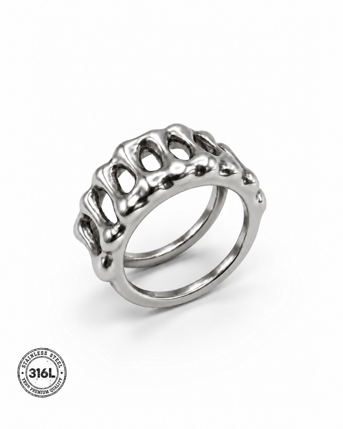 YRH® 02 Ring Jacket in 316L stainless steel — smart ring jacket for Oura Gen 5, by yoreh®
