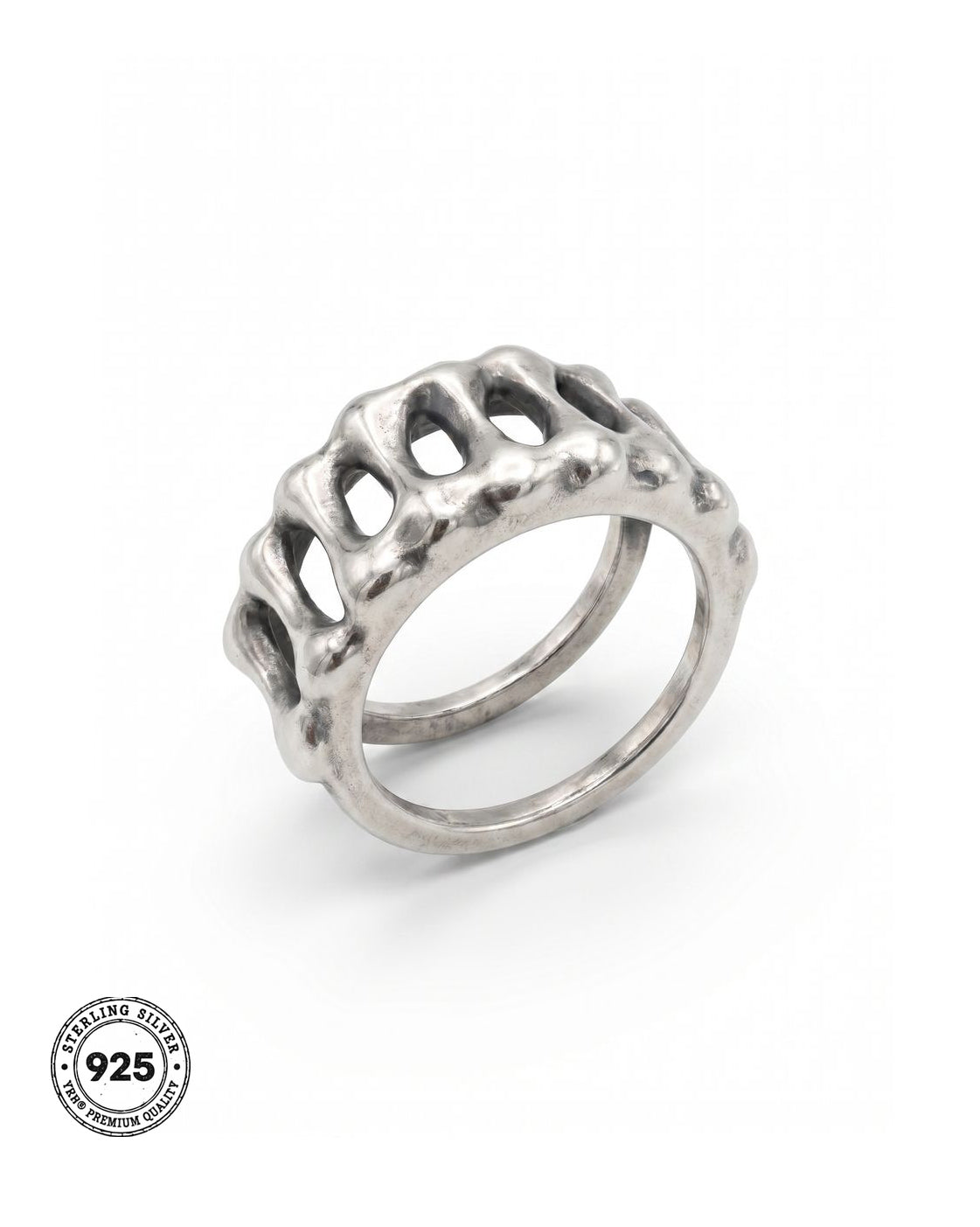 YRH® 02 Ring Jacket in oxidised recycled 925 silver, smart ring jacket, compatible with Oura and RingConn, by yoreh®