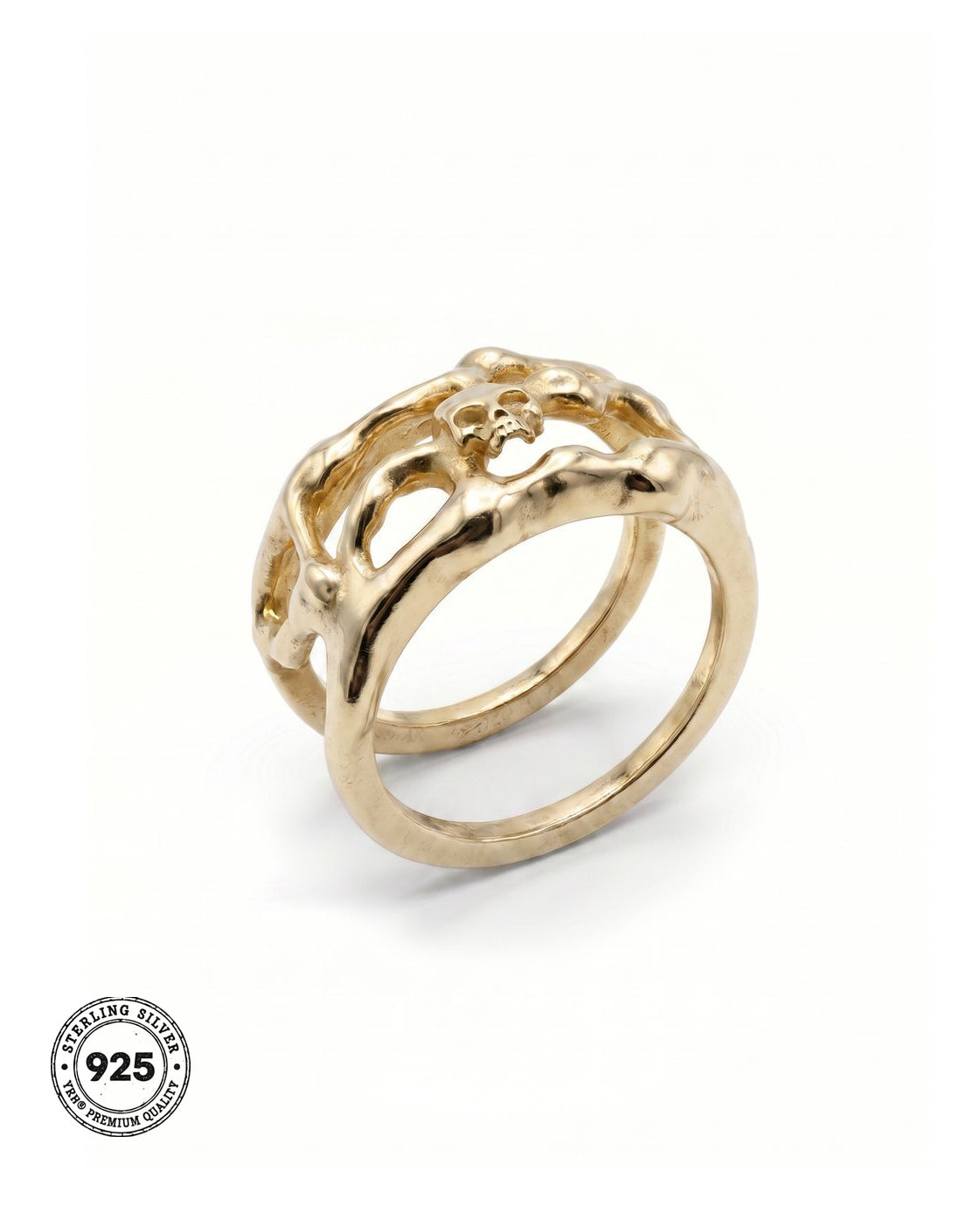 YRH® 04 Ring Jacket in recycled 925 silver in 18k gold, smart ring jacket, compatible with Oura and RingConn, by yoreh®