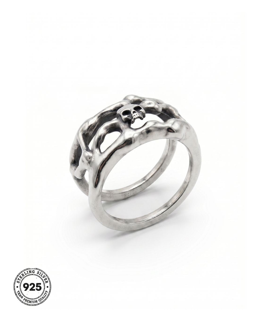 YRH® 04 Ring Jacket in oxidised recycled 925 silver, smart ring jacket, compatible with Oura and RingConn, by yoreh®