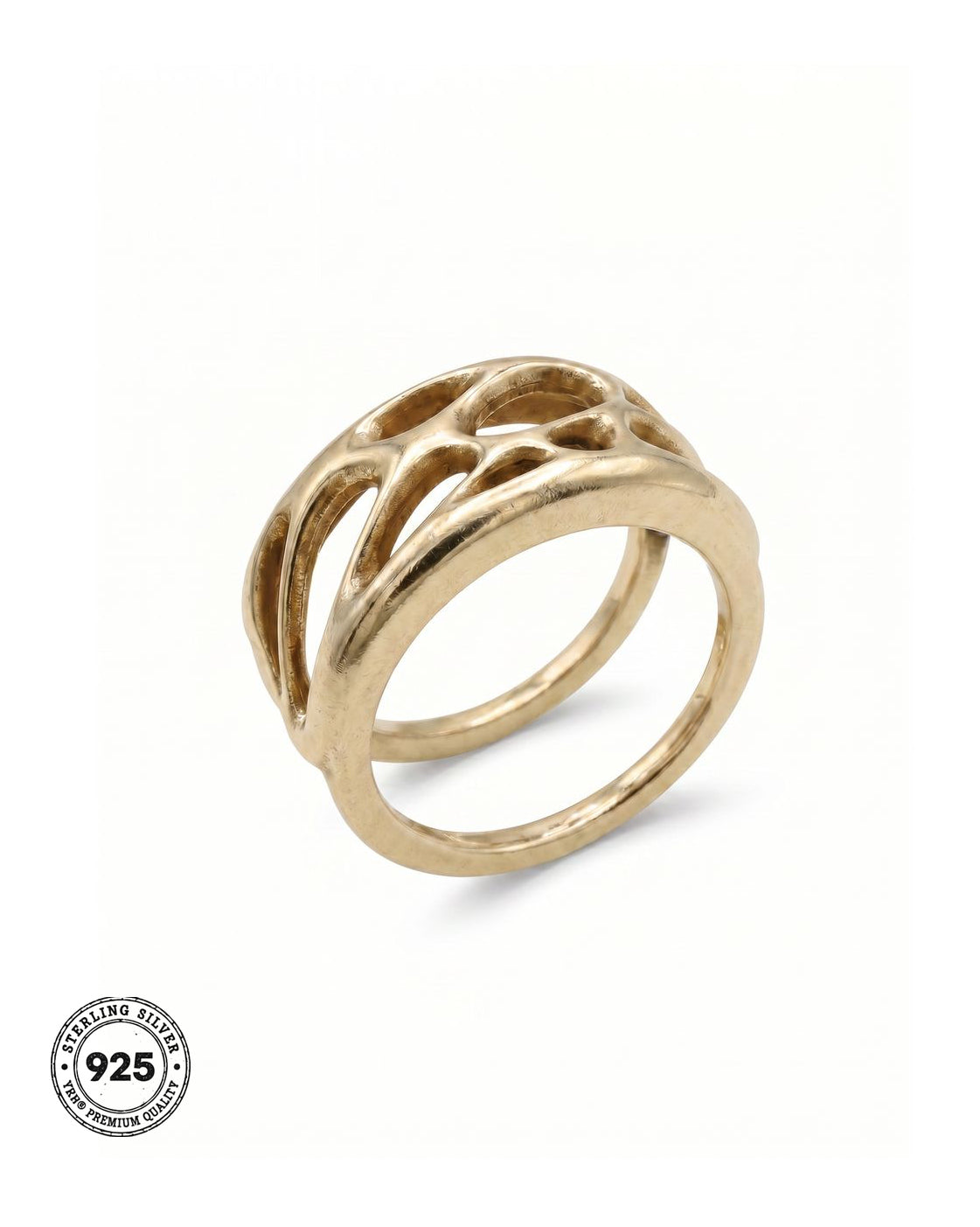 YRH® 01 Ring Jacket in recycled 925 silver in 18k gold, smart ring jacket, compatible with Oura and RingConn, by yoreh®
