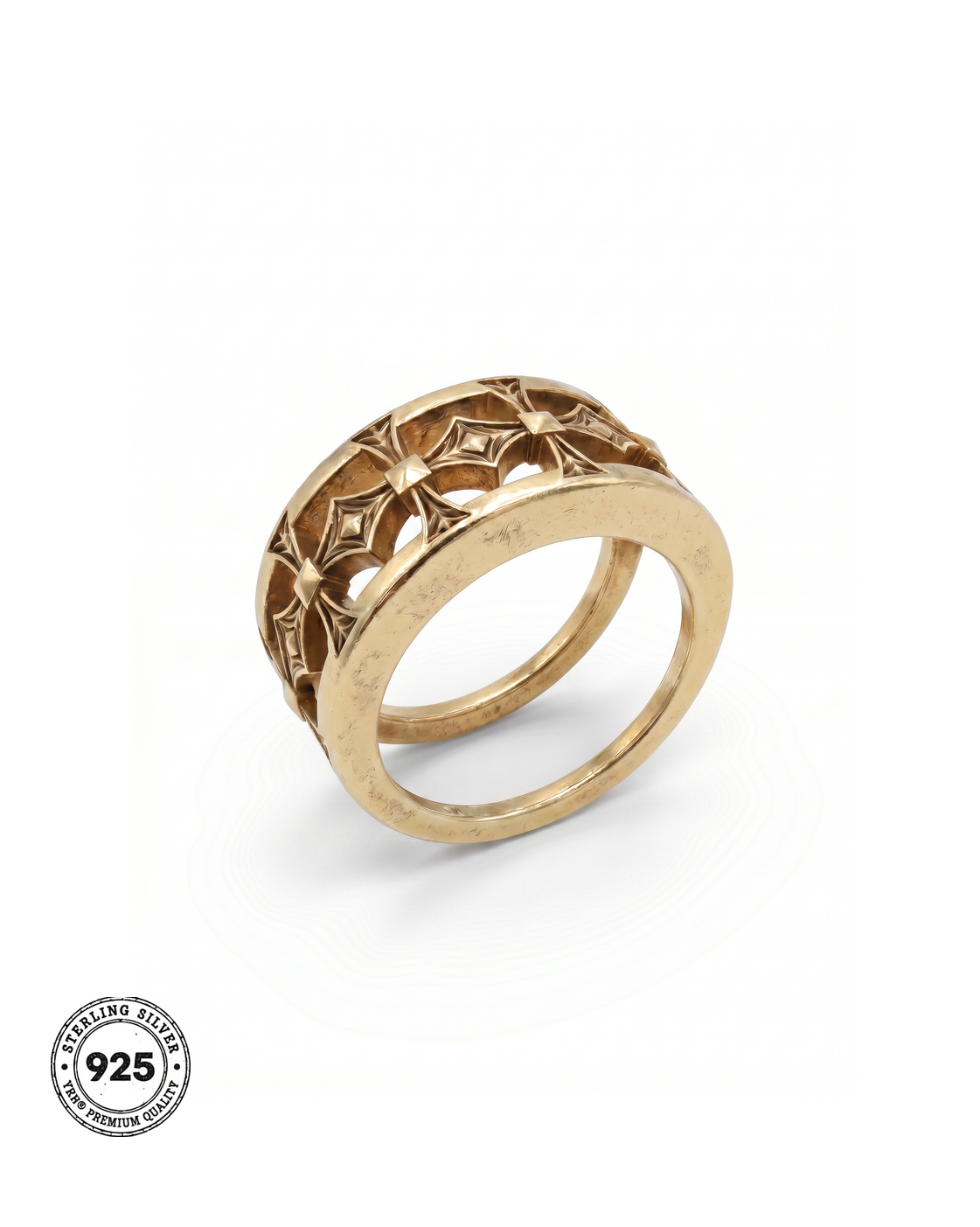YRH® 05 Ring Jacket in recycled 925 silver in 18k gold, smart ring jacket, compatible with Oura and RingConn, by yoreh®