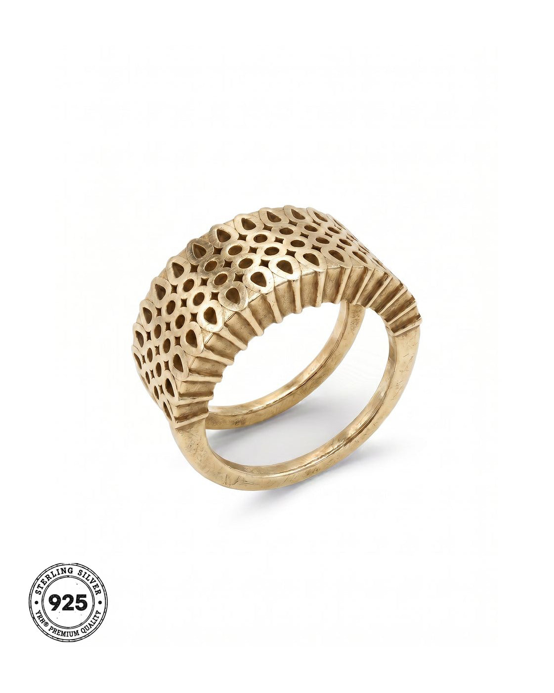 YRH® 07 Ring Jacket in recycled 925 silver in 18k gold, smart ring jacket, compatible with Oura and RingConn, by yoreh®