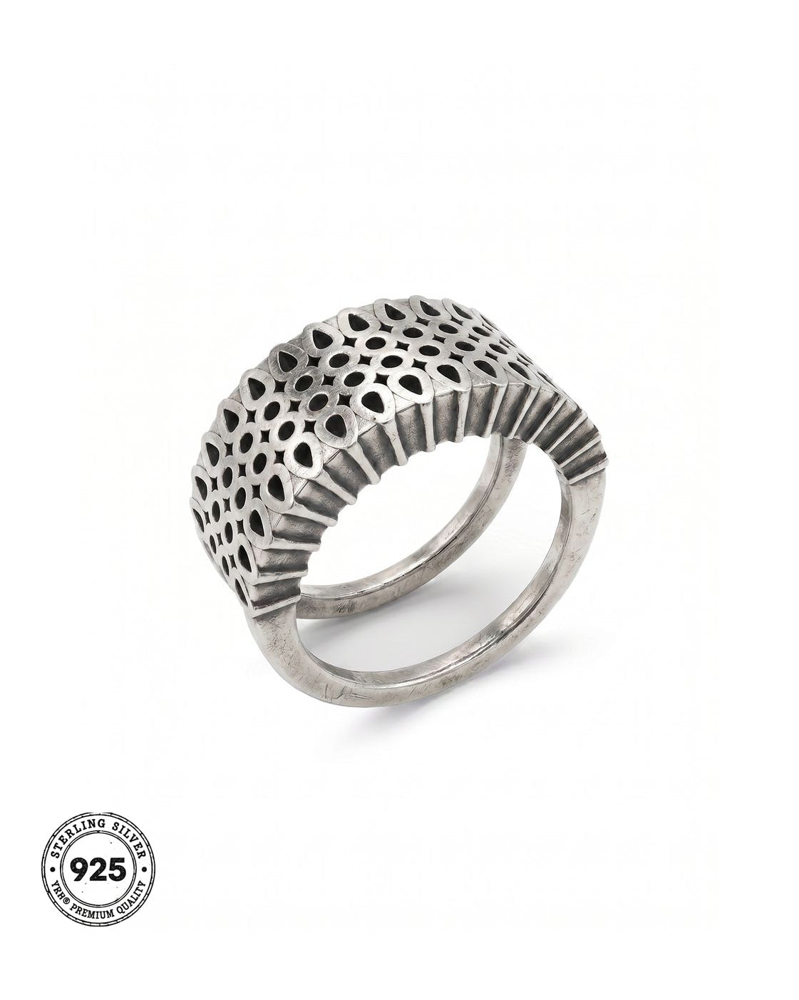 YRH® 07 Ring Jacket in oxidised recycled 925 silver, smart ring jacket, compatible with Oura and RingConn, by yoreh®