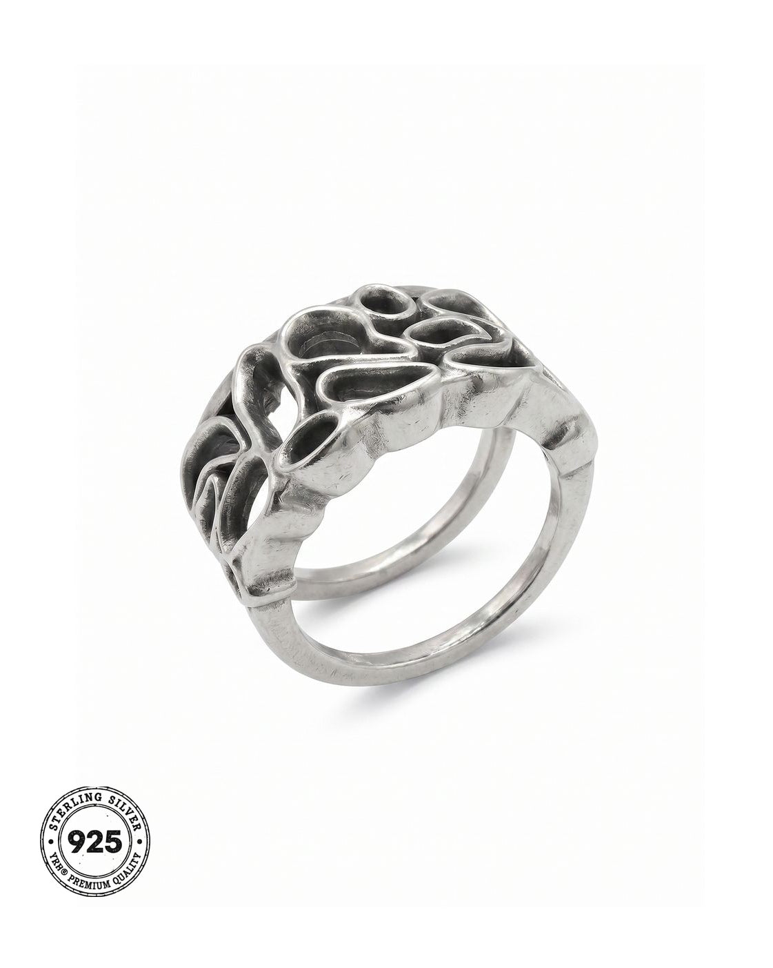 YRH® 08 Ring Jacket in oxidised recycled 925 silver, smart ring jacket, compatible with Oura and RingConn, by yoreh®